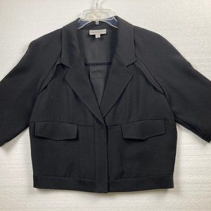 Women's Black Crop 3/4 Zip-Up Bomber Jacket Nordstrom Collection Size S